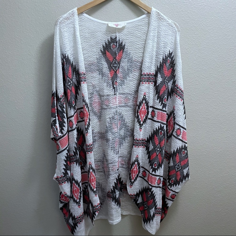 Blushed 2X Aztec Print Open Front Shawl
